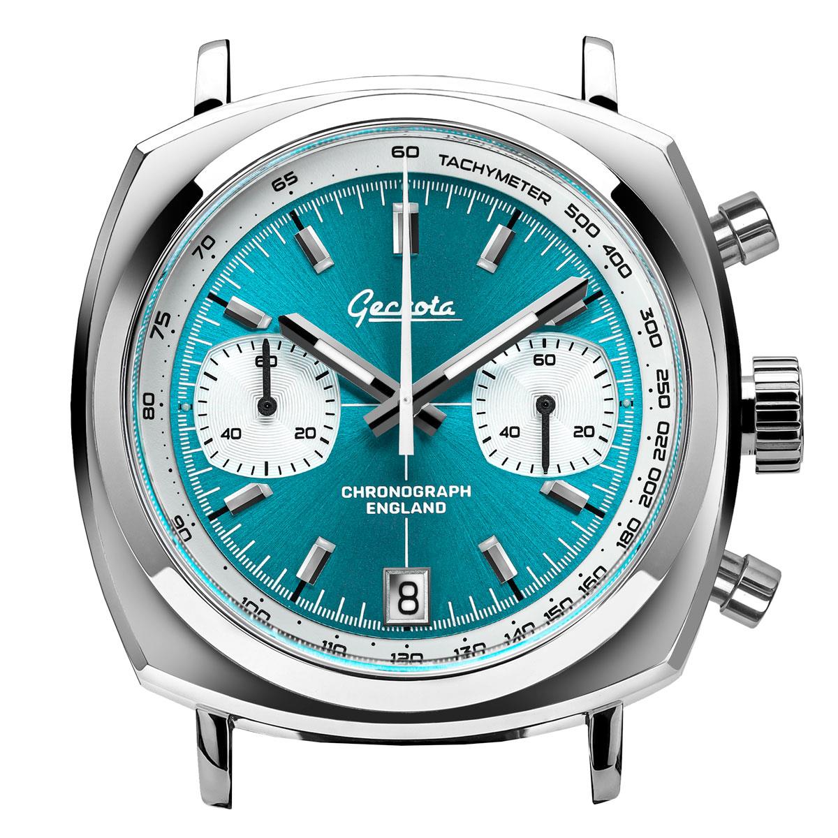 Geckota Chronotimer Aurora Chronograph Watch Aqua Sunburst