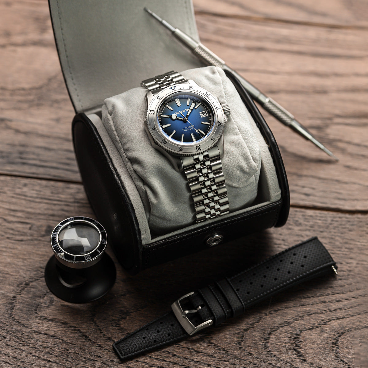 Geckota Sea Hunter Steel Edition Dive Watch - Marine Blue