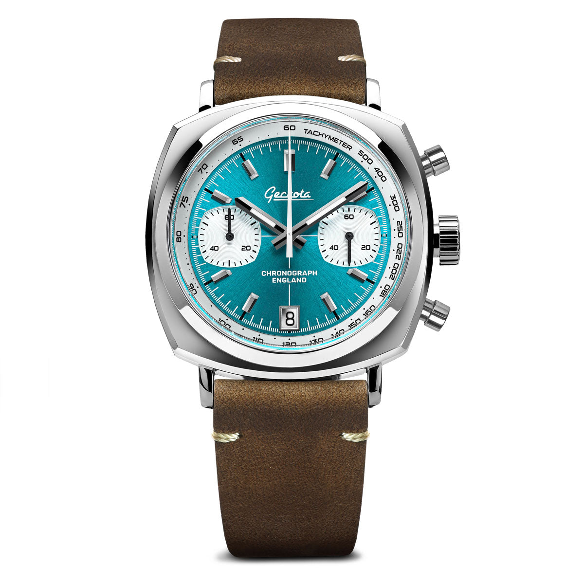 Geckota Chronotimer Aurora Chronograph Watch Aqua Sunburst