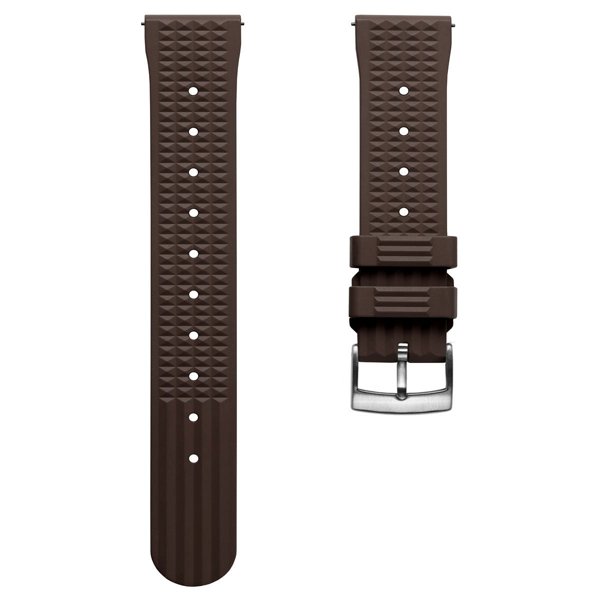 Waffle Pattern Rubber Dive Watch Strap - Brown