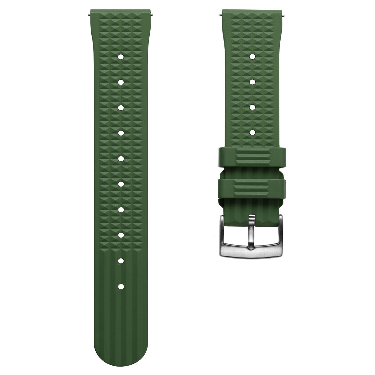 Waffle Pattern Rubber Dive Watch Strap - Green