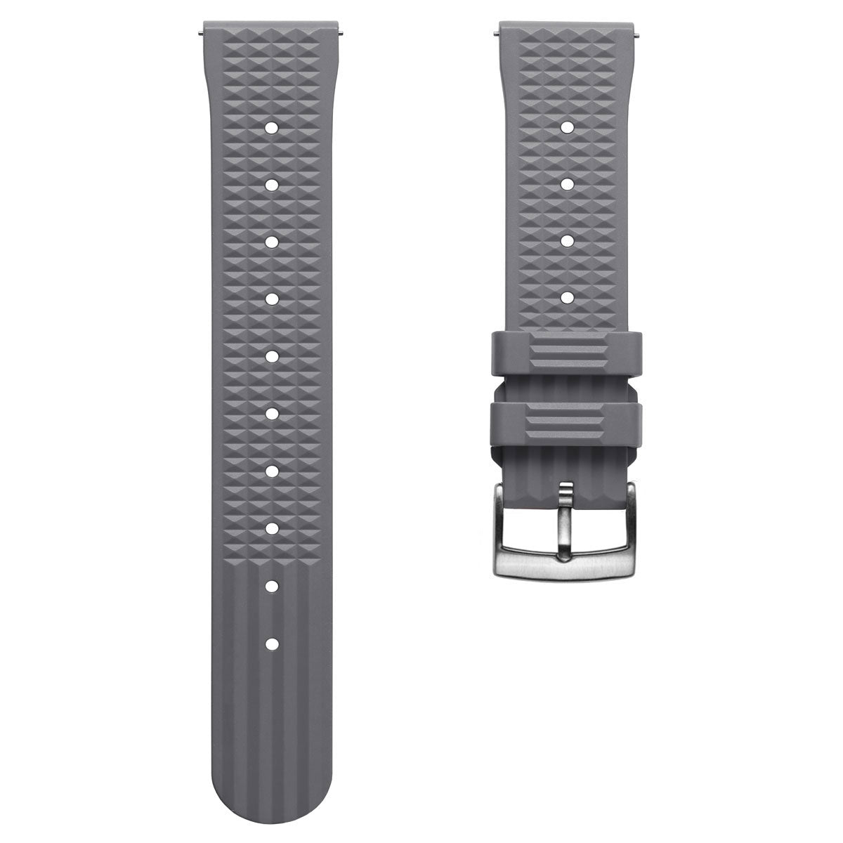 Waffle Pattern Rubber Dive Watch Strap - Grey