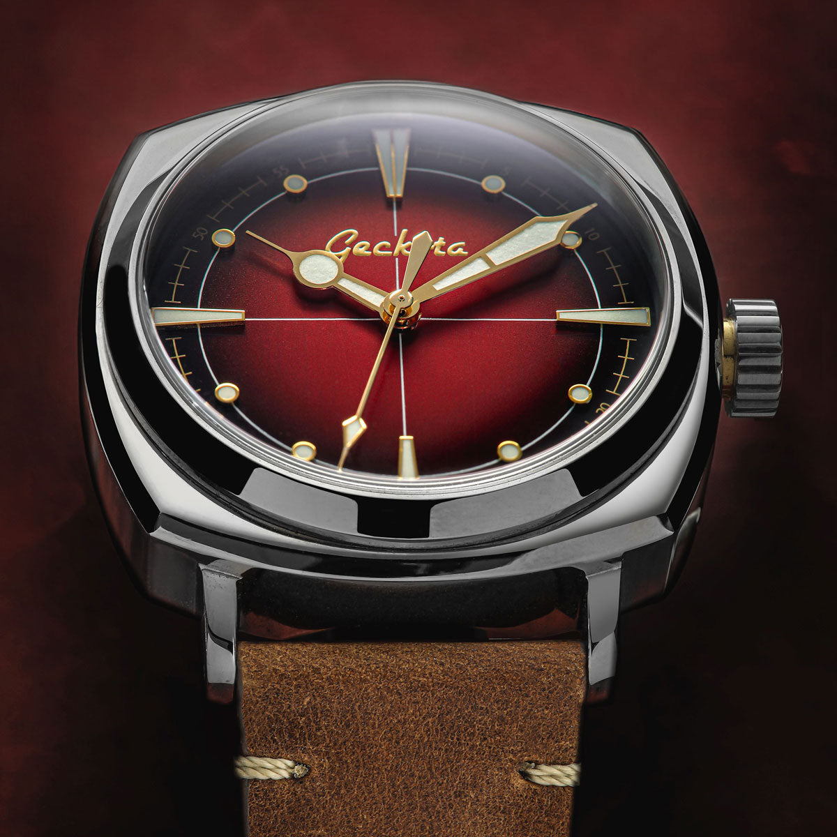 Pioneer Automatic Watch Brushed Red Dial - Geckota