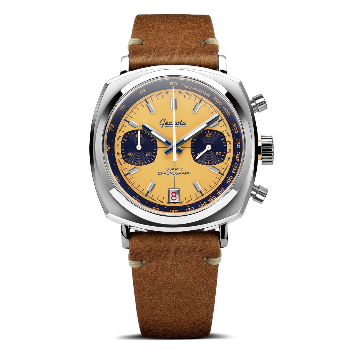 Geckota Chronotimer Chronograph Watch Yellow Dial