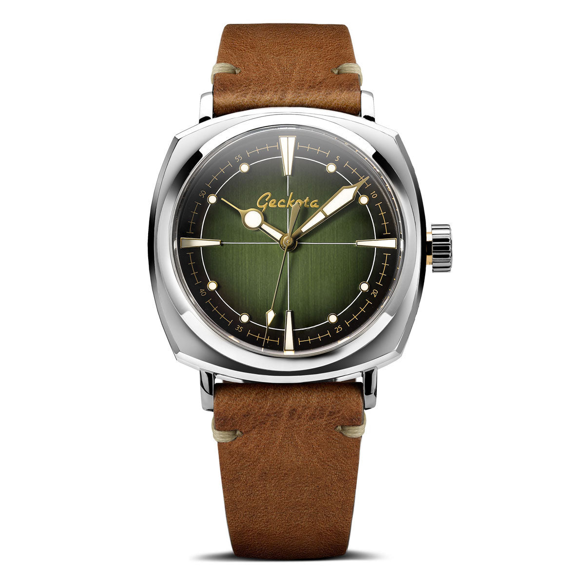 Geckota Pioneer Automatic Watch Brushed Vintage Green Dial -